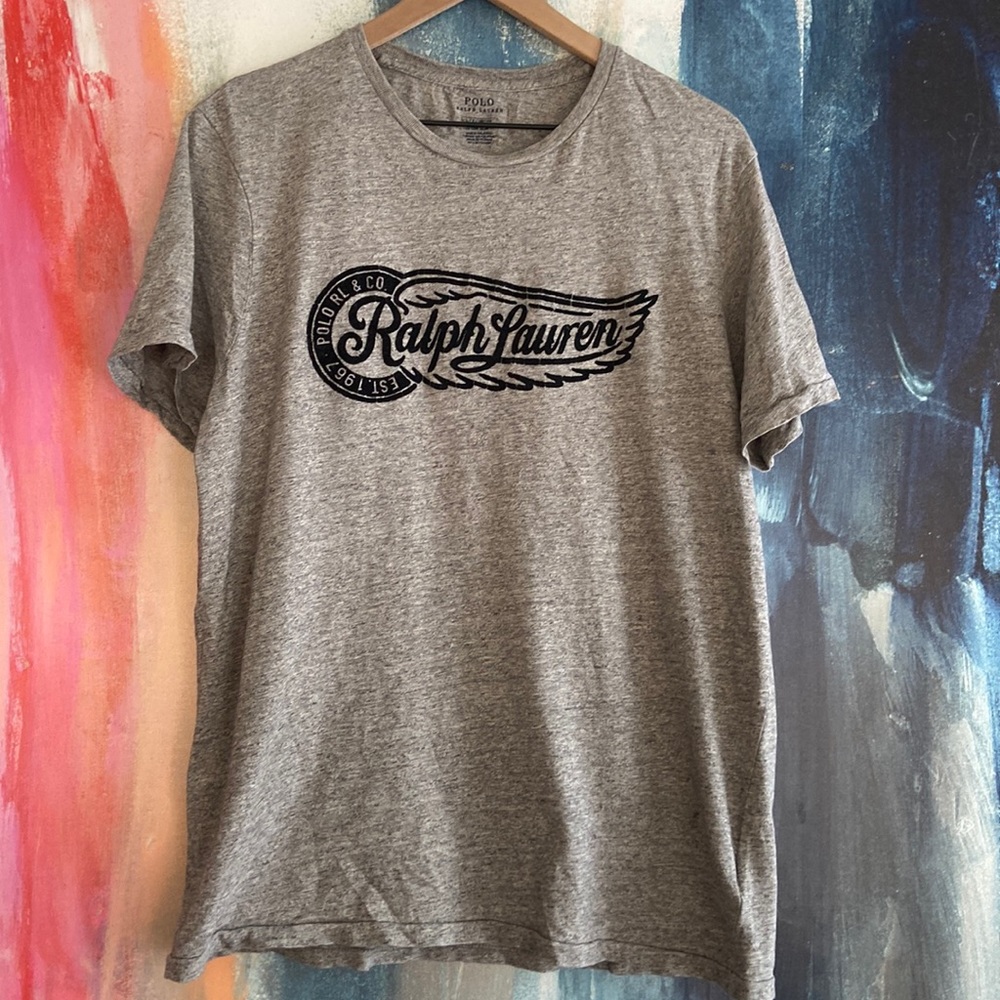Polo Ralph Lauren 100% Cotton Felt Logo Custom Slim Fit T-shirt.
